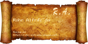 Rohr Alfréda névjegykártya